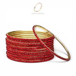 Pulseras de Acero Inoxidable Rojas con Cristales, Elegantes y a la Moda, para Mujer, con Acabado Chapado en Oro de Larga Duración, Venta al por Mayor para Bodas - Product Image 2