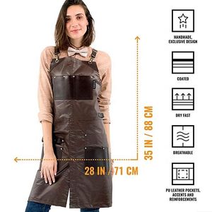 Delantal de Barbero Negro con Correas de Cuero Ajustables, Delantal sin Mangas para Soldadura, Delantal Reutilizable de Algodón para Cocina y Barista - Product Image 4