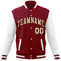 Veste de sport ERID personnalisée coupe-vent brodée unisexe bordeaux et blanc avec nom et numéro d'équipe, fermeture à bouton unique, pour l'hiver