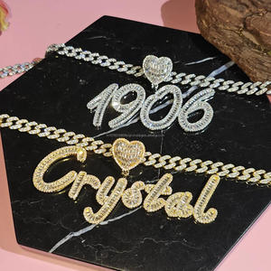 Collier personnalisé avec nom, diamant cultivé en laboratoire, pendentif hip-hop serti de diamants, bijoux de luxe, cadeau - Product Image 4