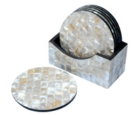 Sous-verres classiques incrustés de nacre, élégants et luxueux, pour tasses à thé, mugs et verres, design haut de gamme, pour une table raffinée, écologiques et faits à la main