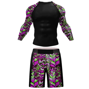 Conjunto de Yoga de 2 Piezas, Top de Manga Tres Cuartos Estampado con Pantalones Cortos, Impresión por Sublimación, Secado Rápido, Spandex, Poliéster, Cuello Redondo - Product Image 4