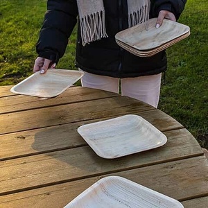 Assiettes carrées en feuilles de palmier de haute qualité, 7 pouces, vaisselle jetable écologique pour le service quotidien des repas, des collations et des plats à emporter - Product Image 1
