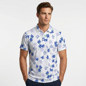 เสื้อโปโลผู้ชายพิมพ์ลายแขนสั้นผ้าฝ้ายลำลองระบายอากาศได้ดีทรงปกติ - Product Image 5