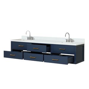 80 Pollici L X 22 Pollici Mobile Bagno Doppio Blu con Top in Marmo Coltivato e Set Rubinetto - Mobili Bagno - Product Image 5