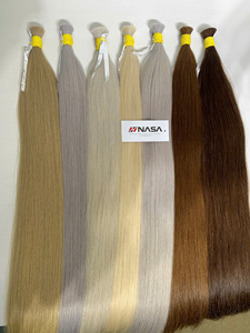 Extensions de cheveux humains Remy vietnamiens Nasa Hair Bulk 22-24 pouces, couleur blond foncé, lisses naturels, super double drawn, décolorées - Product Image 1