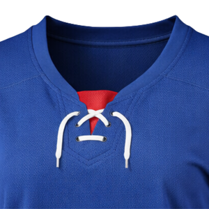 Camiseta de Hockey sobre Hielo para Mujer, 100% Poliéster, Absorbe la Humedad, Secado Rápido, Azul y Rojo, Deportiva, Manga Larga, Uniforme de Alto Rendimiento - Product Image 4