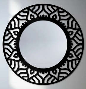 Black <b>Frame</b> Round Wall Mirror Perfect For Living Room Bedroom And Entryway Modern Minimal Home Decor Handcrafted From India - Product Image 1
