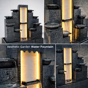 Fuente de agua de mármol montada en la pared de 5 y 6 pies, decoración exterior personalizada, moderna, grande, hecha a mano, fuente de cascada tallada en la pared. - Product Image 4