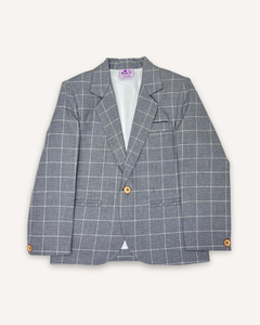 เสื้อเบลเซอร์เด็กผู้ชายลายตารางสีเทา แบรนด์ Rare Juniors แบบกระดุมแถวเดียว ปกแบบ Notch Lapel สำหรับงานทางการ ขนาด 3-4 ปี - Product Image 3