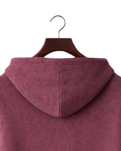 Sudadera con Capucha de Punto Color Granate Personalizada para Hombre, Cierre de Tres Botones, Mezcla de Algodón Suave, Cálida para Invierno, Estilo Casual Urbano, Logotipo Personalizado OEM - Product Image 6