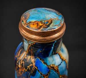 Antique Printed Pure <b>Copper</b> <b>Water</b> <b>Bottle</b> with Unique work Drinkware with Ayurveda Yoga Benefits <b>Copper</b> <b>Bottle</b> Pure <b>copper</b> <b>water</b> - Product Image 3