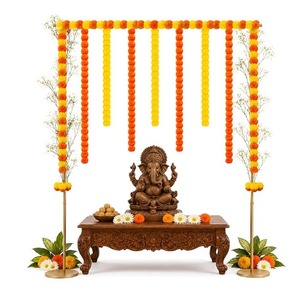 Guirlande de fleurs artificielles suspendue, décoration Toran Ganeshji pour mariage et fête de déménagement. - Product Image 1