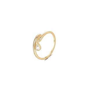 Anillo Ajustable Abierto con Diamante Cultivado en Laboratorio, Corte Pera en Forma de Lágrima, Engastado en Bisel, de Oro Sólido de 14K, Venta al por Mayor, Regalo de Aniversario para Mujer - Product Image 1