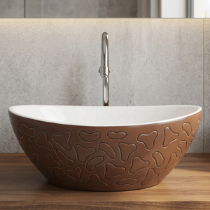 Modern Yellow Printed Oval Ceramic Countertop Wash Basin Luxury Bathroom Vessel Sink Art Lavabo Bowl - Product Image 2