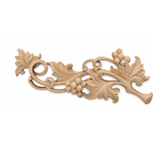 Applique décorative sculptée en bois massif motif vigne de raisin pour armoires de cuisine - Product Image 1