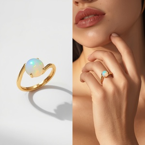 <b>Opal</b> <b>Ring</b> 925 Sterling <b>Silver</b> Gold Vermeil 2 Micron Anillos de Plata Wedding <b>Rings</b> Fine Jewelry Pear Cabochon Halo Split Shank - Product Image 5
