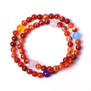 Bracelet en perles de pierre naturelle, perles rondes en cristal, ambre, calcite, quartz rose, aventurine bleue, perles violettes, bijoux - Product Image 4