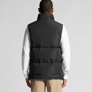 Gilet matelassé noir sans manches pour homme, col montant, fermeture éclair frontale, décontracté, écologique, à capuche, 100 % coton, avec poches, coupe droite - Product Image 3