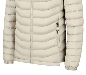 Veste matelassée à capuche beige pour homme et femme avec fermeture éclair, coupe-vent, manteau d'hiver décontracté, coupe ajustée, matière adaptée pour les activités de plein air - Product Image 4