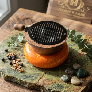 เตาเผากำยานเรซิ่นทำมือ พร้อมฐานไม้ สำหรับตกแต่งบ้าน - Product Image 1