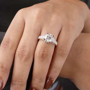 14K Gold 2.26 CT Round Cut Lab Grown Diamond Engagement Ring with Pave Shoulders | IGI Certified Luxury <b>Bridal</b> Jewelry - Product Image 1