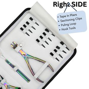 Kit de herramientas profesionales para extensiones de cabello: Alicates removedores de microperlas, Alicates para crimpado de perlas, Alicates para extensiones de cinta, Cortador de queratina, Tijeras y Pinzas - Product Image 3
