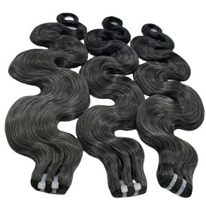 Extensions de cheveux soyeux super doublement étirées Bande ondulée corporelle Ins Paquet de cheveux vierges humains naturels Cheveux doublement étirés à pointe plate - Product Image 5