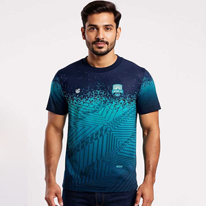 เสื้อเจอร์ซีย์แขนสั้นแบบซับลิเมชั่นสำหรับผู้ชาย ระบายอากาศได้ดีและดีไซน์ทันสมัย—พื้นสีขาวสะอาดตาพร้อมเส้นโค้งสีดำและสีส้มที่โดดเด่น - Product Image 4
