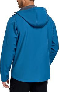 Veste polaire à capuche bleue pour homme, coupe-vent, fermeture éclair, décontractée, pour l'automne, vêtements d'extérieur, coupe régulière, en polyester - Product Image 6