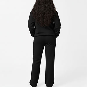 Ensemble de survêtement à capuche pour femmes, sweat-shirt décontracté surdimensionné avec poches latérales, pantalon long, 100% coton, vêtements d'automne - Product Image 3