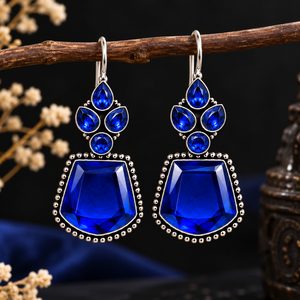 Boucles d'oreilles pendantes en pierre bleue |   Vente en gros directe d'usine de bijoux de mode |   OEM ODM Personnalisé - Product Image 6