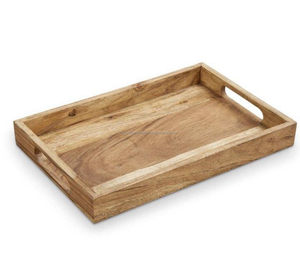 Bandeja de Té de Madera con Logotipo Personalizado, Rectangular, con Asa, Estilo Vintage, de Madera de Nogal, para Servir en Casa u Hotel - Product Image 3