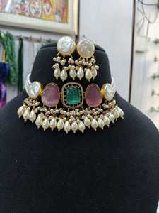 Exima Trendy Bridal Indo Western Brass Micro Insert <b>Silver</b> Plate Choker <b>Necklace</b> <b>Set</b> Women Engagement Wedding Party Artificial - Product Image 6
