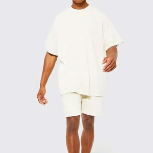 Ensemble de shorts pour hommes de haute qualité 2024, vêtements d'été, ensembles de jogging pour hommes, manches courtes avec shorts, coton, ensembles d'été pour hommes, tricoté uni - Product Image 1