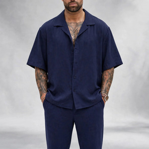 2026 Wholesale Summer Men's Casual Shorts <b>Set</b> Plain Color Solid 100% Cotton Jersey Quick Dry Knitted Customized Logo <b>Twin</b> <b>Set</b> - Product Image 3