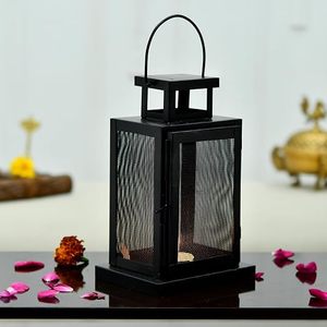 Lanterne en fer noir avec panneau en maille et porte-bougie pour la décoration de la maison, utilisation pour les mariages, design résistant à la chaleur - Product Image 6
