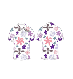เสื้อโปโลสีม่วงลายดอกไม้แบบกำหนดเอง เสื้อโปโลสำหรับตีกอล์ฟแบบสกรีนลาย แขนสั้น เสื้อผ้ากีฬาทีมลำลอง - Product Image 5
