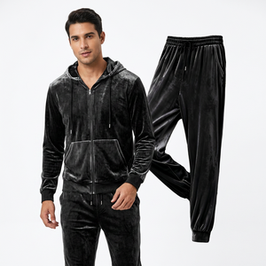 Conjunto Deportivo Unisex Negro, Chaqueta con Capucha y Cremallera, Pantalones Deportivos con Cintura Elástica, Manga Larga, Ropa Casual de Invierno - Product Image 5