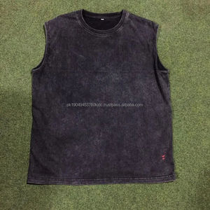 Stylish High-Trending Acid Wash Sleeveless Tank Top for Men Heavy GSM <b>Thick</b> Fabric Knitted Fashionable Streetwear Clothes - Product Image 1