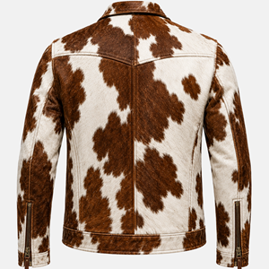Chaqueta de Motero Vintage de Cuero Vacuno para Hombre, Cortavientos, con Cierre de Cremallera con Aspecto de Cuero PU, Cuello Alto, Logotipo Frontal y Bolsillos con Cremallera en el Pecho - Product Image 2