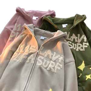 Wholesale Oversize Thick Custom <b>3D</b> Puff Printing <b>Hoodie</b> Streetwear Fashion High Quality Zip up Breathable <b>Hoodie</b> for Men - Product Image 1