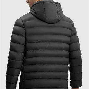 Veste matelassée à capuche personnalisable pour homme, légère, résistante à l'eau, isolée, pour l'hiver, avec capuche amovible - Product Image 4