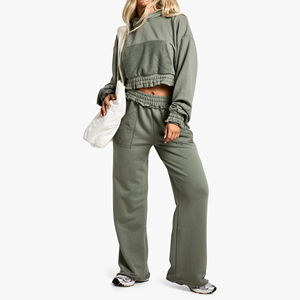 Custom Women's Winter Solid Hooded Cargo Tracksuit <b>Set</b> High Neck Crop Top and <b>Joggers</b> 2 Piece <b>Matching</b> Pockets Casual Outfit - Product Image 4