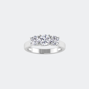 Bague solitaire de luxe certifiée en or plaqué 14 carats avec trois diamants ronds brillants de 1,50 carat de poids total, cultivés en laboratoire - Product Image 5