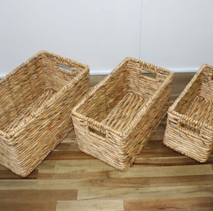 Hot Sale Natural Rattan <b>Storage</b> <b>Baskets</b> <b>Rectangle</b> With Handles Rustic Multi Purpose Neatening <b>Basket</b> Set For Home Organization - Product Image 1