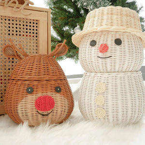 Cesta de Almacenamiento con Tapa en Forma de Reno, Caja de Regalo Navideña, Linda y Festiva, Ecológica, Hecha a Mano en Vietnam, Cálida y Acogedora para el Invierno - Product Image 4