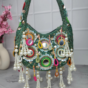 Handmade Artisan Embroidery Moon <b>Clutch</b> Purse With Intricate Detailing, Ideal For Unique Fashion Lovers, <b>Weddings</b>, From INDIA - Product Image 1