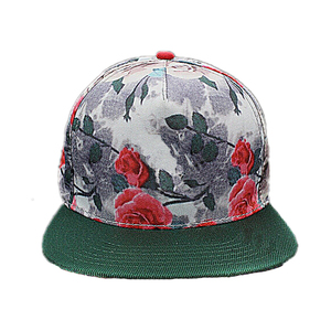 Casquette Snapback OEM à imprimé floral, 6 panneaux, réglable, style urbain, printemps-été, décontractée, visière verte, casquette de baseball en vente en ligne - Product Image 1
