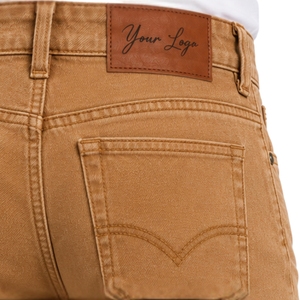 Customized Camel Brown <b>Men</b> Slim Fit Biker Jeans <b>Stretch</b> Denim Pants Ribbed Knee Detail Casual Streetwear Fashion Trousers - Product Image 5